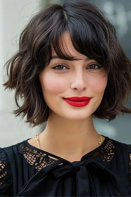 French Bob Round Face Bangs
