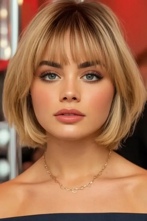 French Bob Round Face Short Hairstyles
