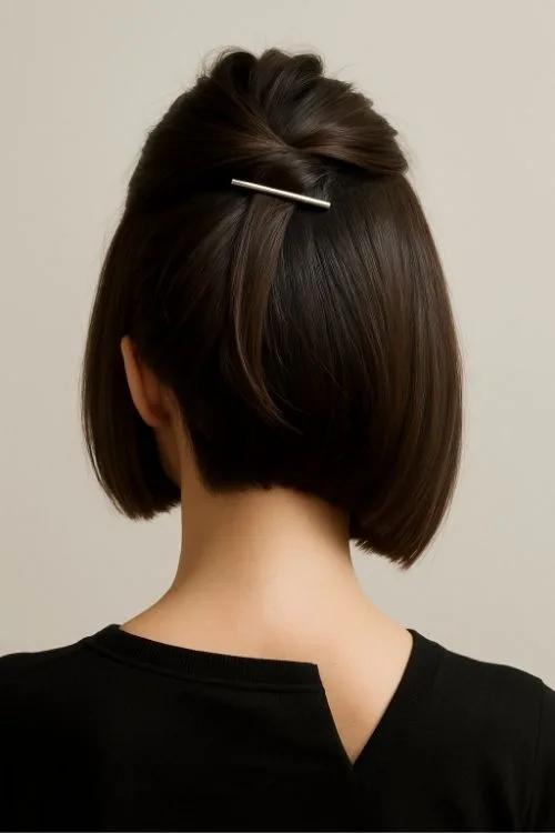 Half Pinned Asymmetrical Bob