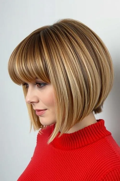 Inverted Bob with Chunky Highlights