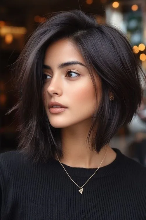 Long Asymmetrical Bob with Textured Layers