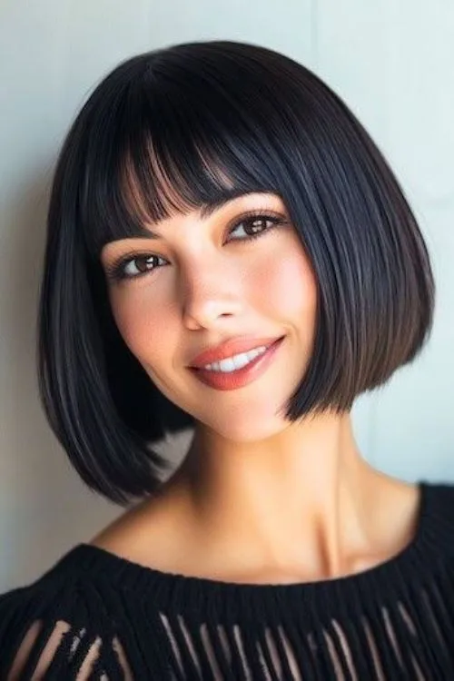 Sleek Inverted Bob with Graduated Bangs