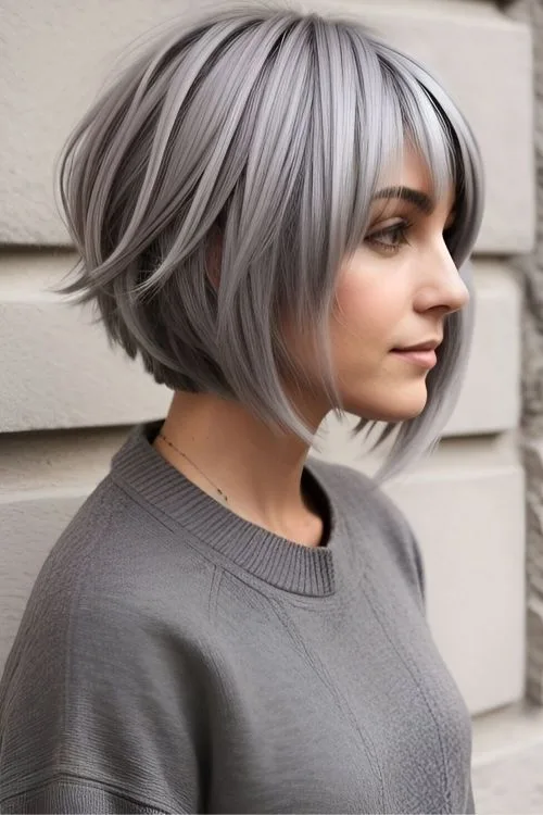 Soft Asymmetrical Bob with Rounded Shape