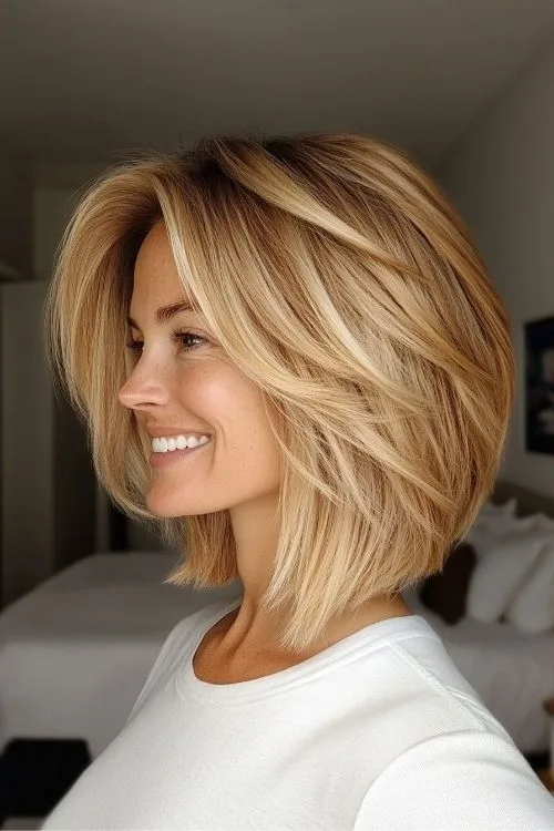 Soft Inverted Bob with Feathered Layers