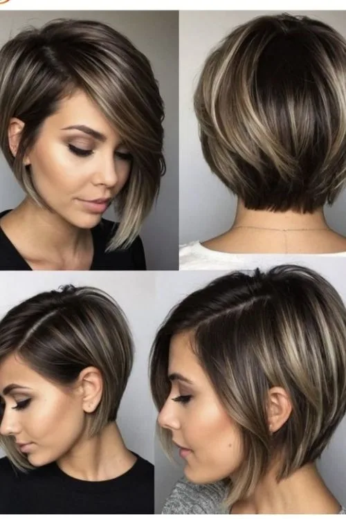 Stacked Asymmetrical Bob with Back Volume