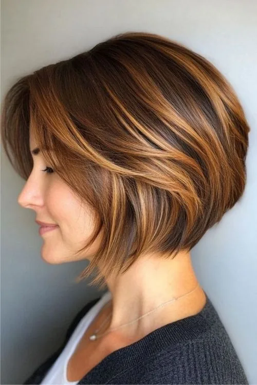 Stacked Bob with Caramel and Honey Balayage