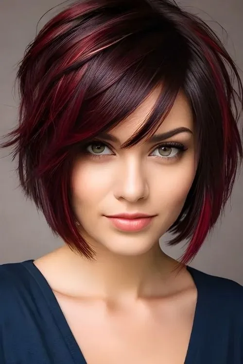 Stacked Bob with Choppy Ends and Fringed Bangs
