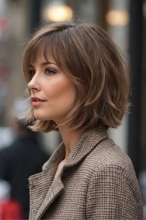 Stacked Bob with Curled Ends for Volume