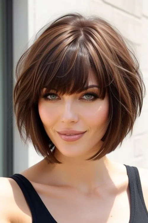 Stacked Inverted Bob with Full Bangs