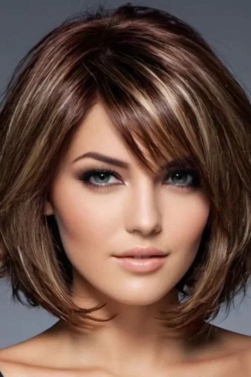Tousled Inverted Bob with Grown-Out Bangs
