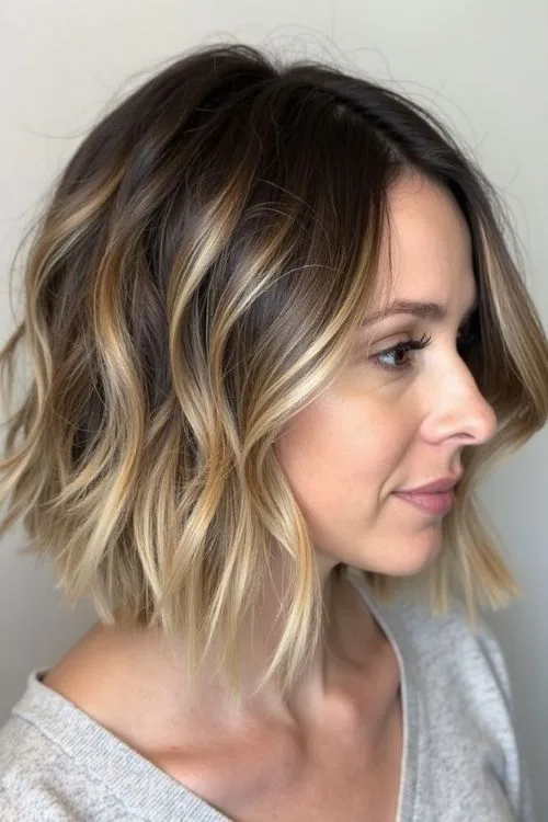Wavy A-Line Bob with Babylights