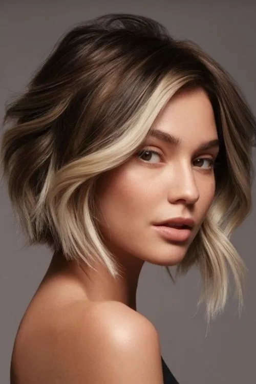 Wavy Choppy Bob with Deep Side Part