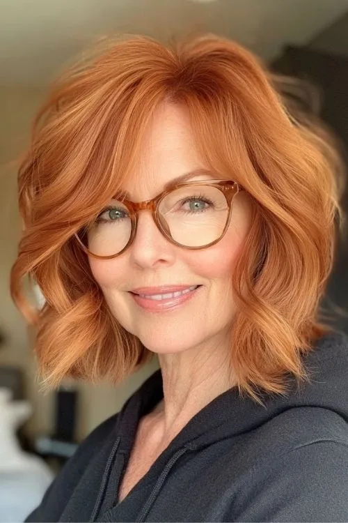 Wavy Inverted Bob with Soft Bangs
