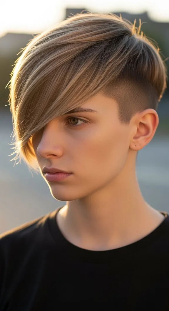 Tapered Tomboy Cut With Swept Bangs