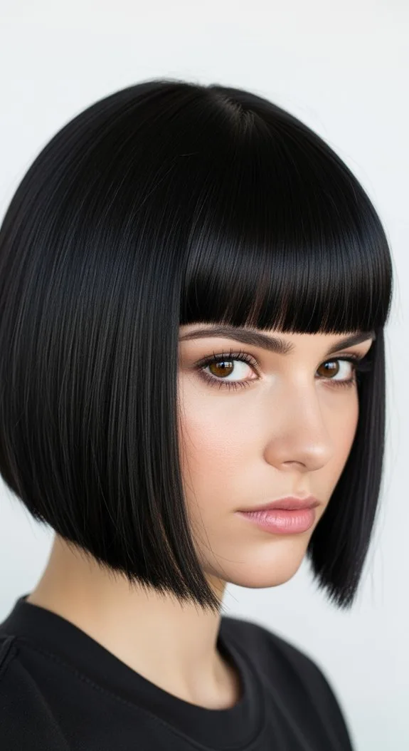 Geometric Crop With Heavy Straight Bangs