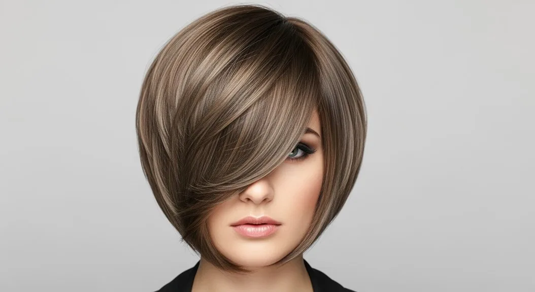 contemporary asymmetrical side swept bangs