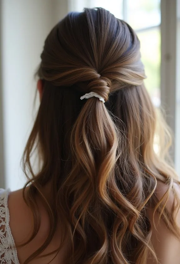 crossover half up hairstyle visual interest