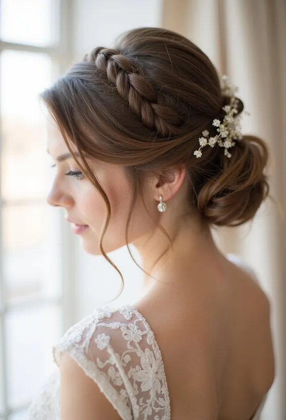 Soft Braided Updo With Loose Tendrils