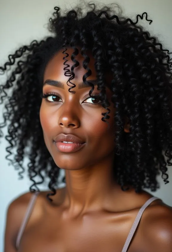 dramatic volumized spiral curled side part