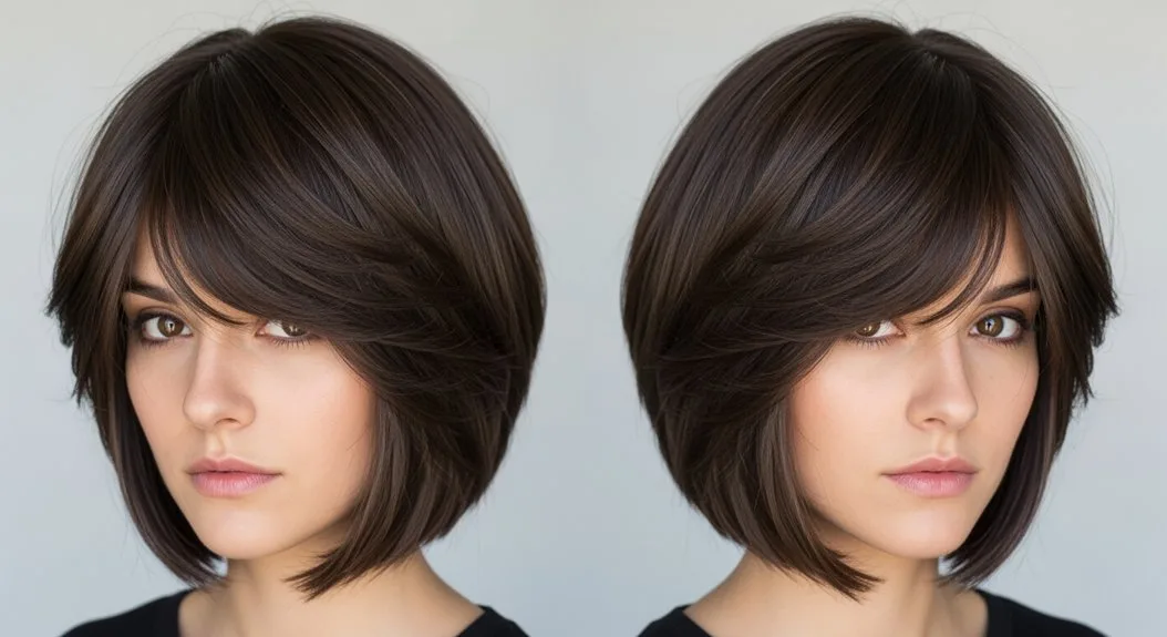 feathered graduated bob with timeless style