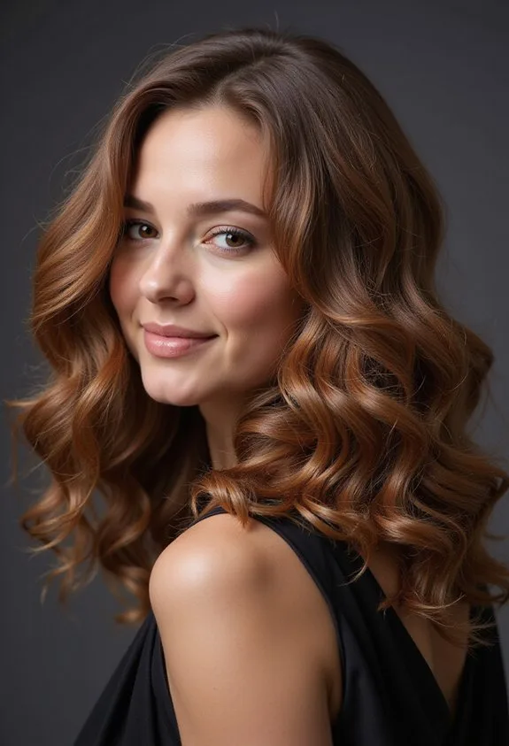 glamorous side swept curled hairstyle with depth