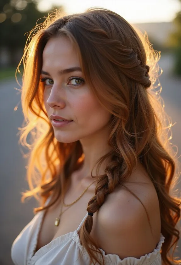 romantic effortless asymmetrical side braid