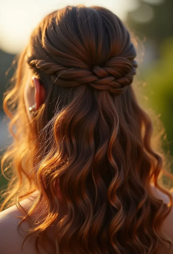 romantic elegant dimensional curled half up