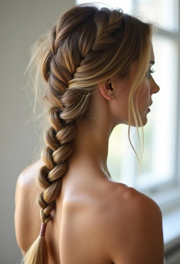 romantic intricate side swept fishtail braid