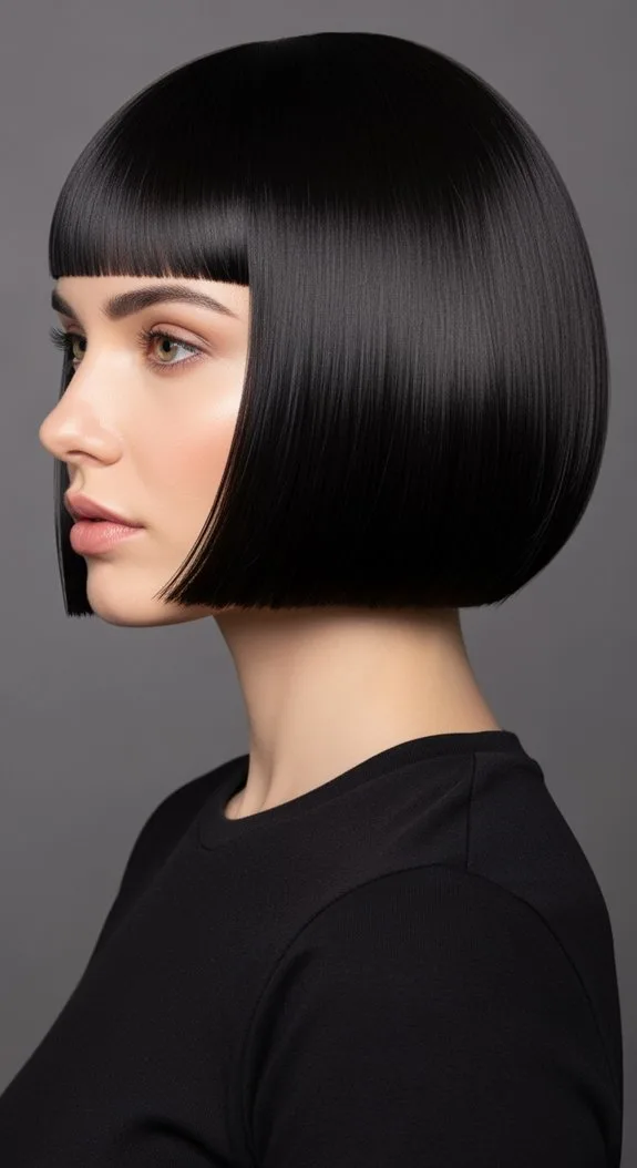 Rounded Bob With Blunt Baby Bangs