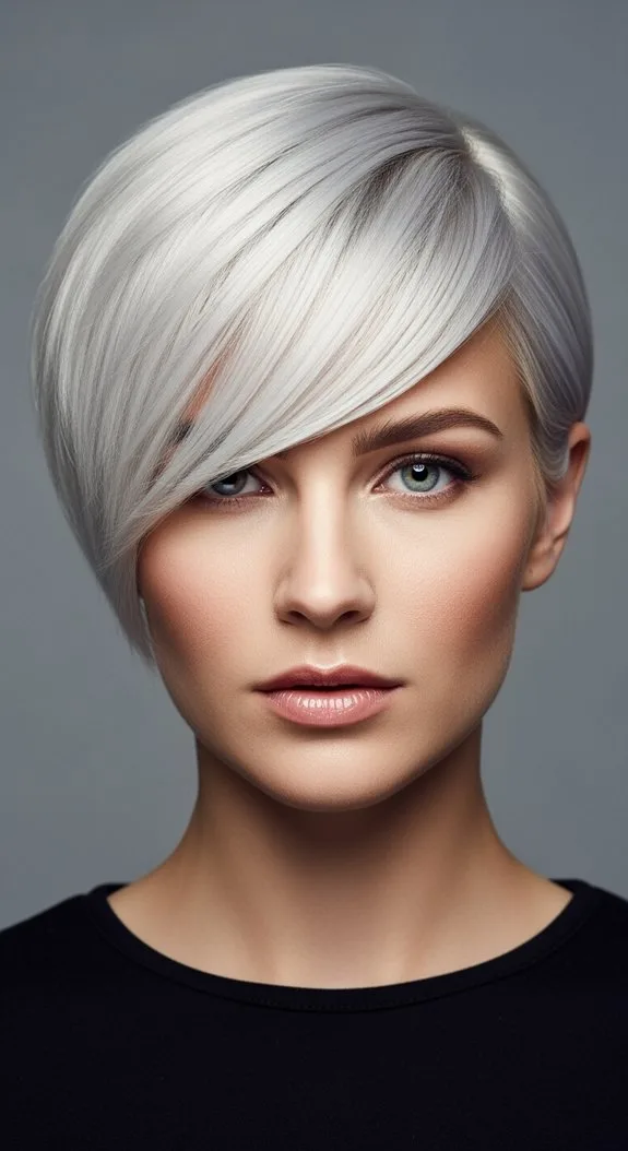 Sleek Pixie With Angled Bangs for Square Face Shapes
