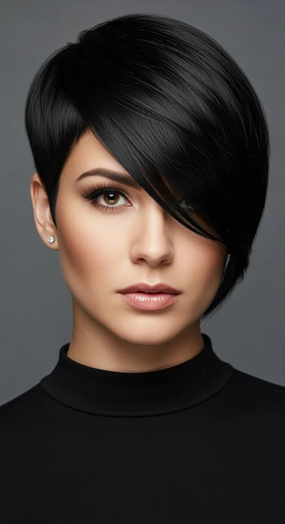 Sleek Pixie Cut With Side-Swept Fringe