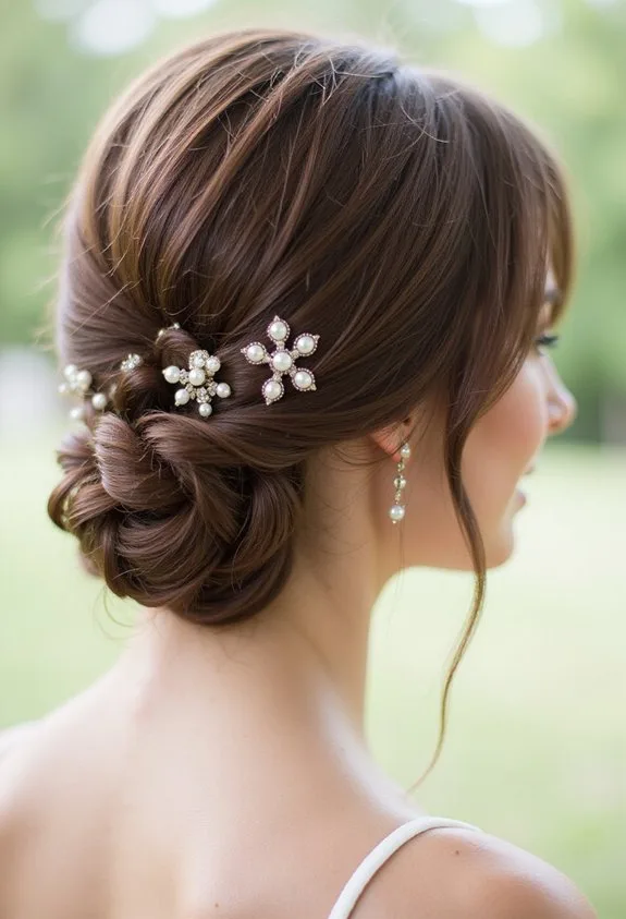 Classic Low Chignon With Pearl Accessories