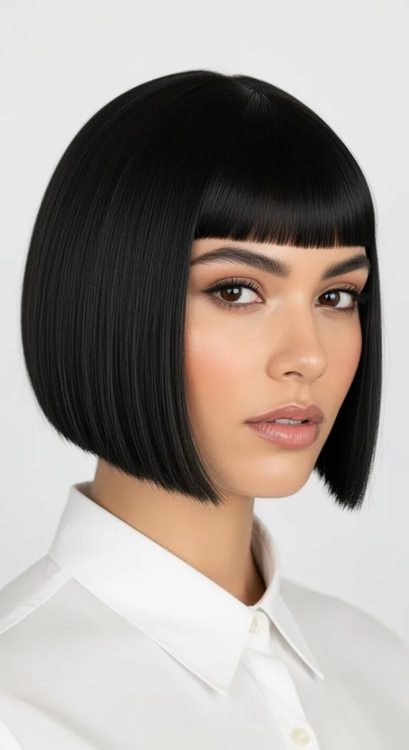 Classic Blunt Bob With Straight-Across Bangs