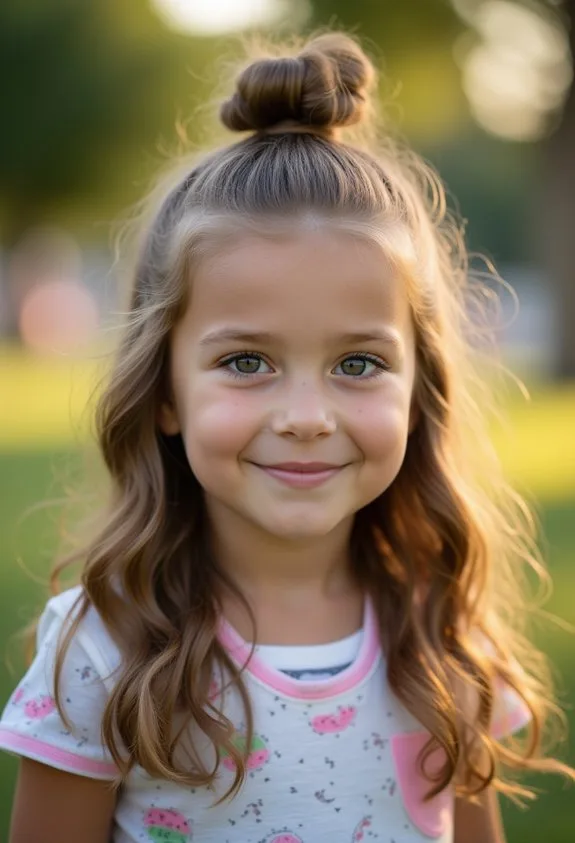 versatile relaxed textured half up top knot