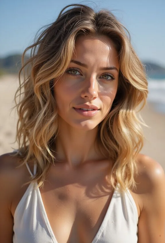 beach waves face framing layers