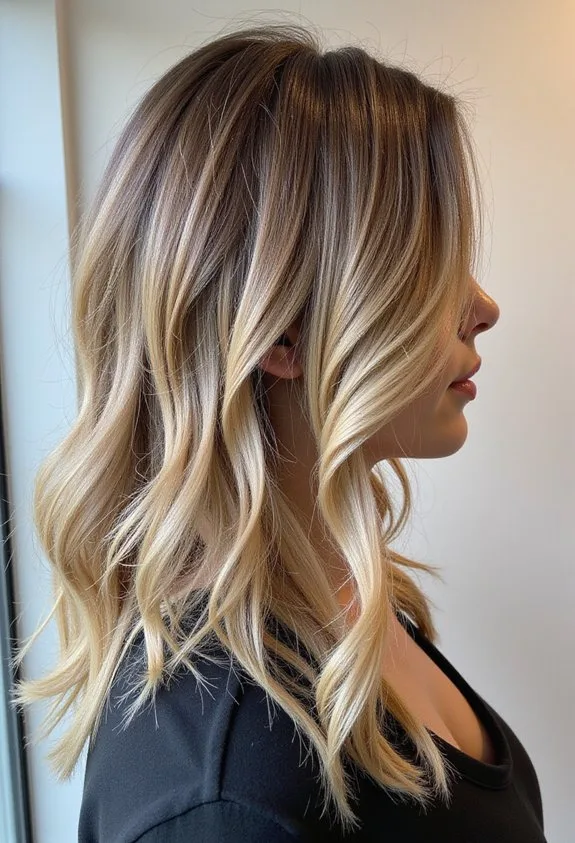 blonde medium length hair highlights