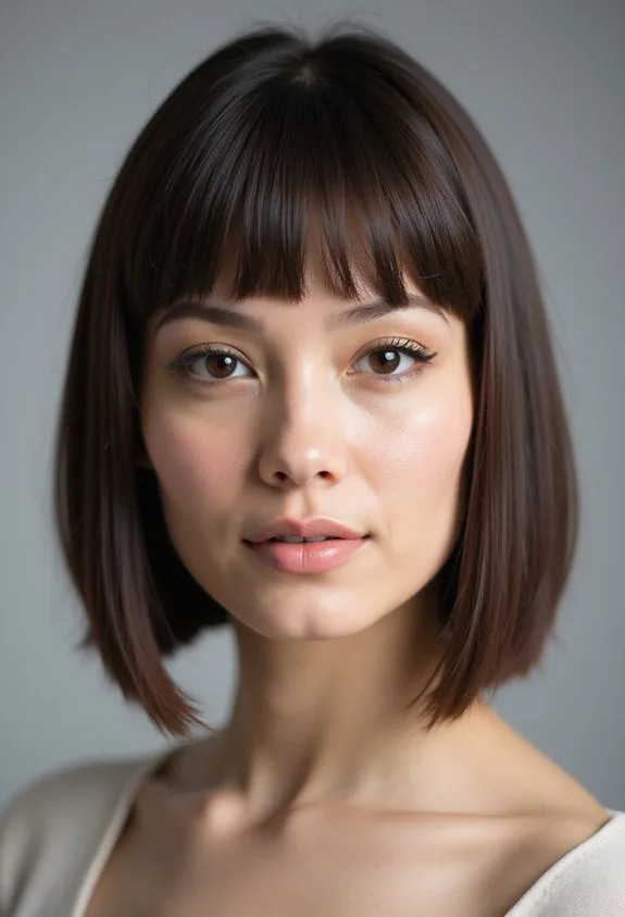 blunt center parted oval flattering lob