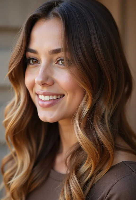 caramel sun kissed dimensional balayage highlights