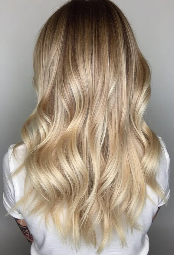 creamy blonde balayage on medium hair