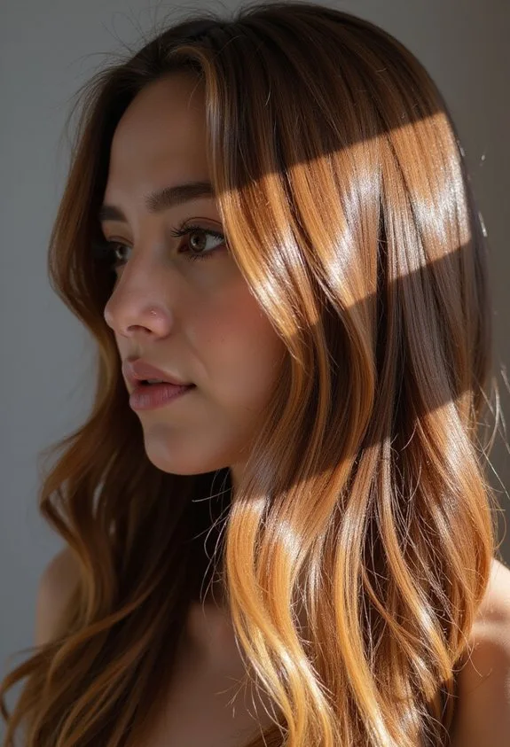 dimensional autumn inspired butterscotch hair color