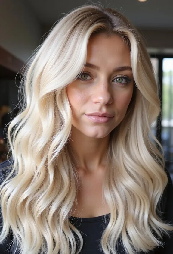 Champagne Blonde Balayage with Face-Framing Highlights
