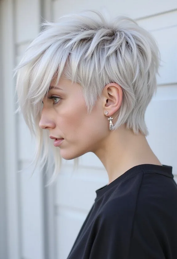 Edgy Platinum Mullet
