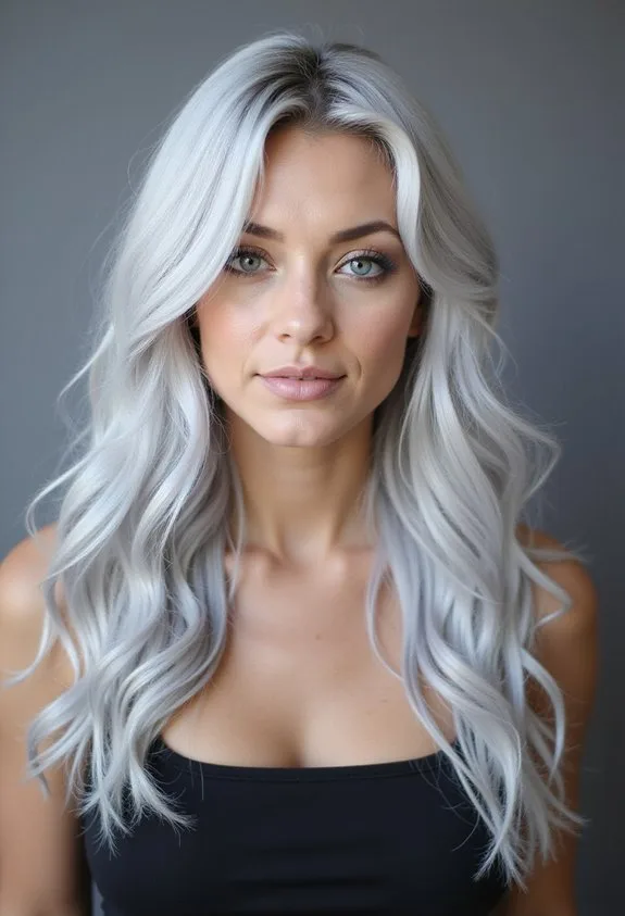 Silver Platinum With Dark Roots

