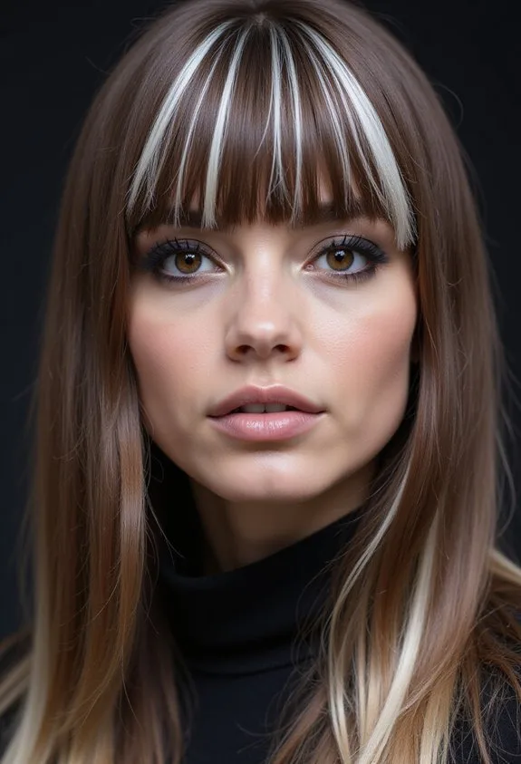 edgy platinum face framing hair highlights
