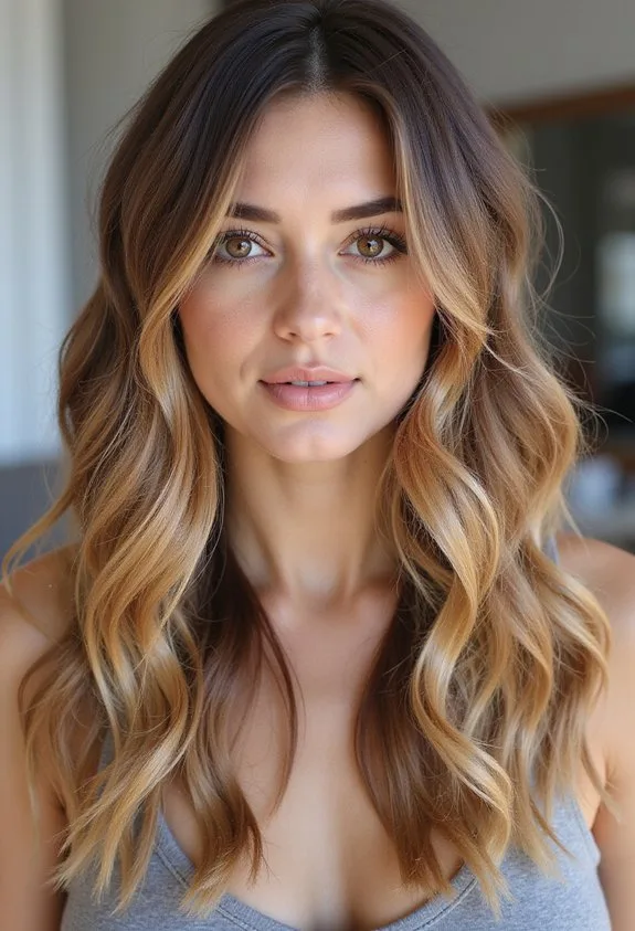 Honey Blonde Balayage for Natural Brunettes
