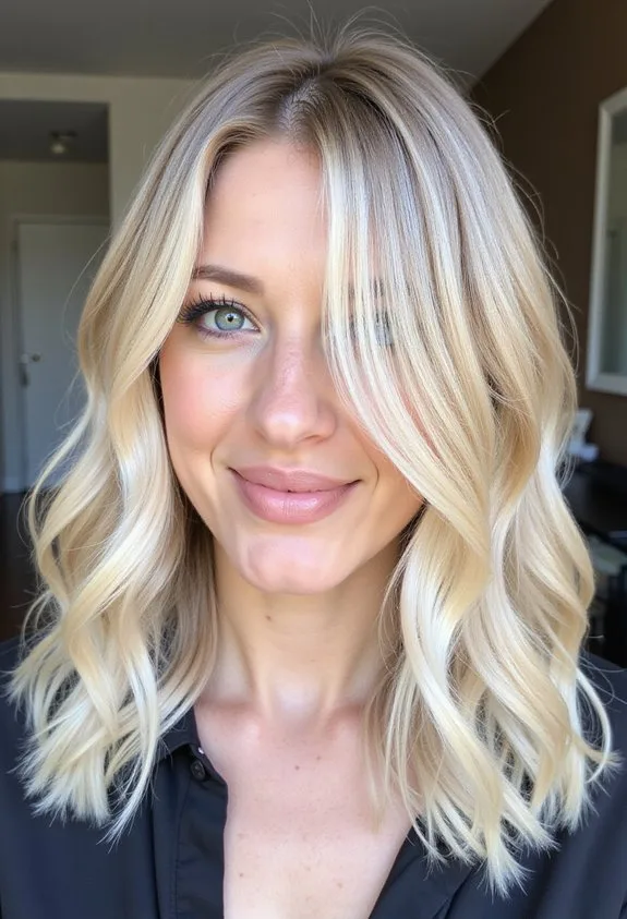 face framing bright blonde balayage