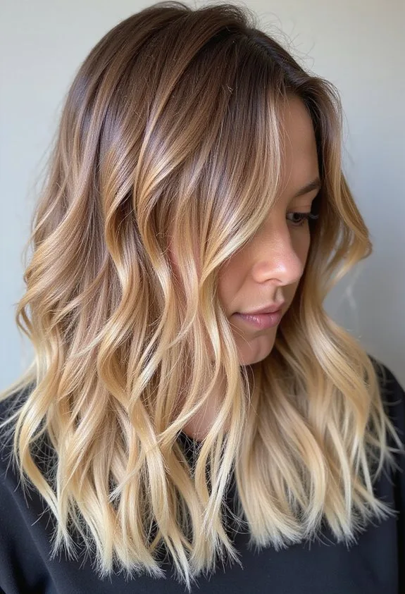 gradient brightening caramel blonde balayage blend