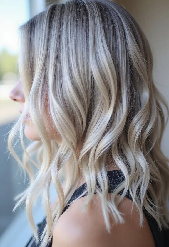 icy cool toned dimensional ash blonde