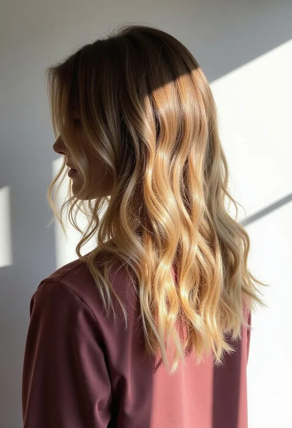 Golden Blonde Balayage for Medium Hair
