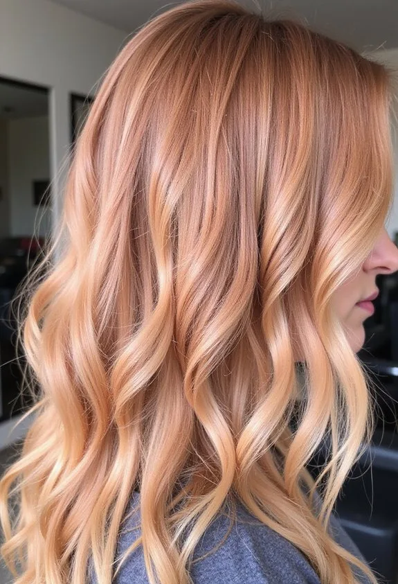 Strawberry Blonde Balayage with Rose Gold Hints
